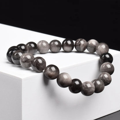 Natural Silver Color Obsidian Bracelet