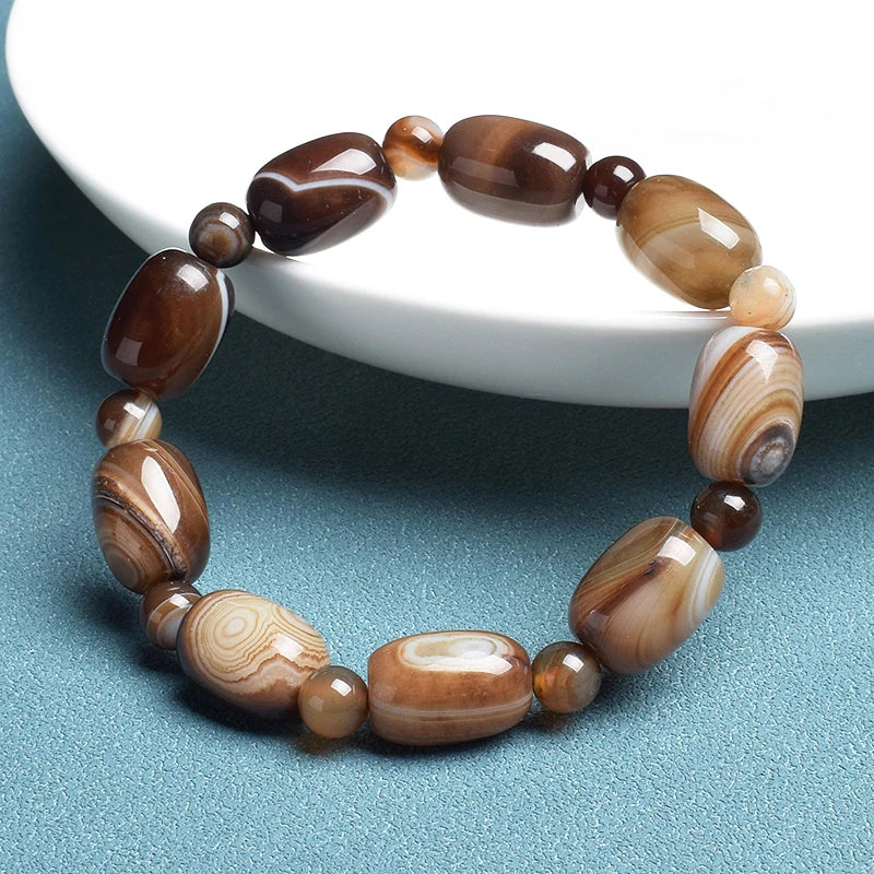 Natural Stone Coffee Lace Agates Bracelet