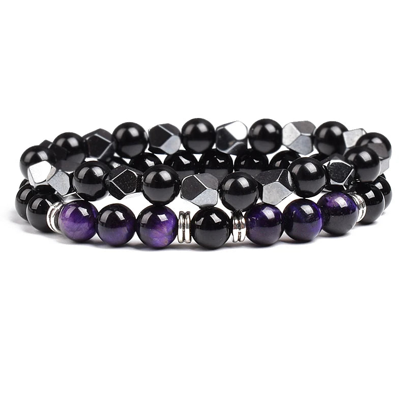 Natural Tiger Eye Beads Couple Bracelets