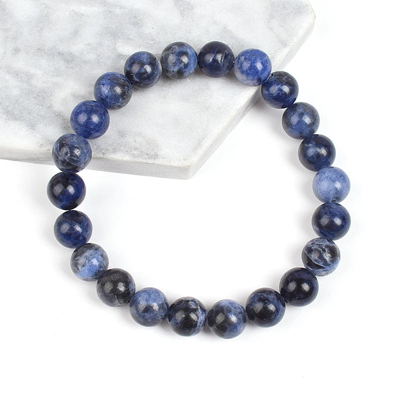 Natural Stone Dark Blue Sodalite Beads Bracelet