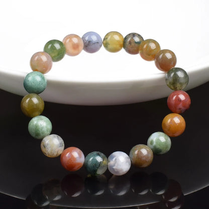 6/8 mm Real Natural Colorful Agate Female Bracelet