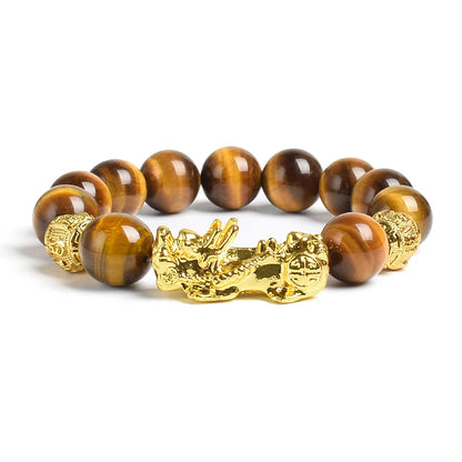 Yellow Elastic Tiger Eye Stone Beads Bracelet
