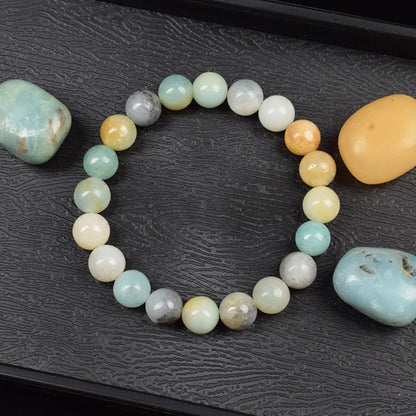 Crystal Blue Green Natural Stone Beads Bracelet