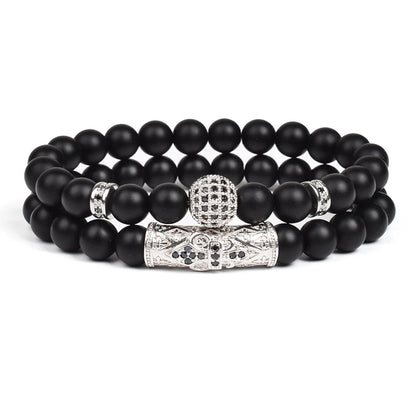 8mm Natural Stone Charm Beads Bracelet