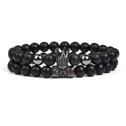 8mm Natural Stone Charm Beads Bracelet