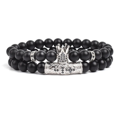 Natural Tiger Eye Stone Black Matte Agates Beads Bracelet