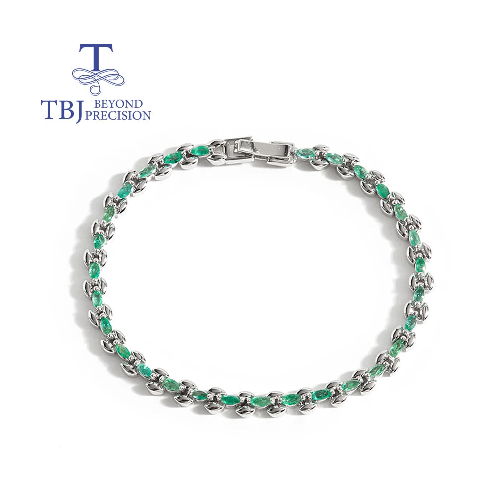 Precious and elegant Natural Green Emerald Bracelet 925 Sterling Silver women Noble fine jewelry wedding & banquet gift