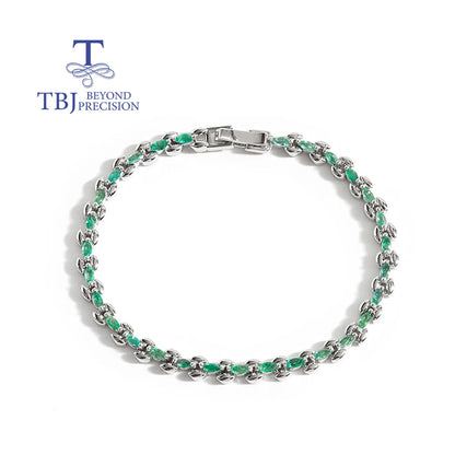 Precious and elegant Natural Green Emerald Bracelet 925 Sterling Silver women Noble fine jewelry wedding & banquet gift
