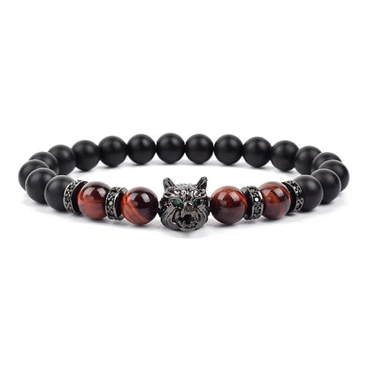 Vintage Yellow Red Blue Tiger Eye Natural Stone Bracelet